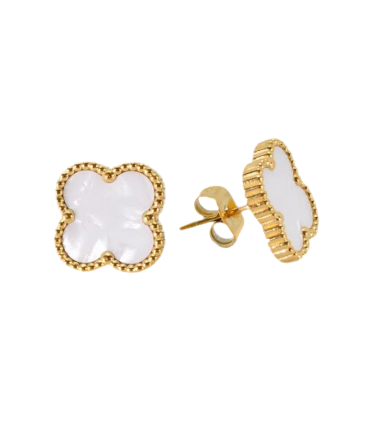 White Charm Stud Earrings