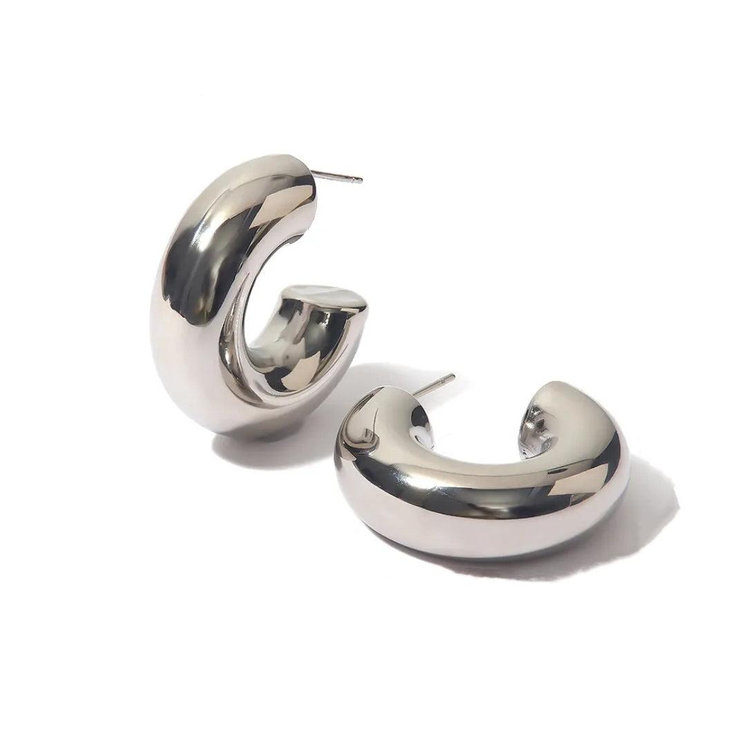 Celìne Thick Hoops (Silver)